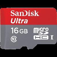 MEMORIA SANDISK 16GB MICRO SDHC ULTRA 100MB/S CLASE 10 FULL HD A1 C/ADAPTADOR - ABD Systems