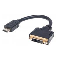 CABLE HDMI MACHO A DVI-D 24+1 HEMBRA, ENLACE DUAL, 20 CM (8 IN.), NEGRO MANHATTAN - ABD Systems