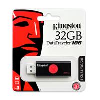 MEMORIA KINGSTON 32GB USB 3.0 ALTA VELOCIDAD / DATATRAVELER 106 NEGRO/ROJO - ABD Systems