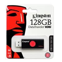 MEMORIA KINGSTON 128GB USB 3.0 ALTA VELOCIDAD / DATATRAVELER 106 NEGRO/ROJO - ABD Systems