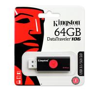 MEMORIA KINGSTON 64GB USB 3.0 ALTA VELOCIDAD / DATATRAVELER 106 NEGRO/ROJO - ABD Systems