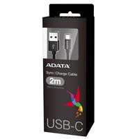CABLE ADATA TIPO-C A USB 2.0 200CM 2.1A 480 MB/S NEGRO ANDROID/WINDOWS, PUERTO TIPO-C REVERSIBLE - ABD Systems