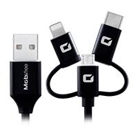 CABLE TPE ALL IN ONE USB MICRO USB LIGHTNING TIPO C MOBIFREE COLOR NEGRO MB-923712