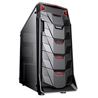 GABINETE KMEX ARMADILLO NEGRO-ROJO/ATX/FUENTE DE PODER DE 450W/ACABADO TIPO PIANO/PC/GAMER