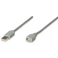 CABLE USB 1.1 EXTENSION MANHATTAN 1.8 MTS TIPO A MACHO - A HEMBRA GRIS