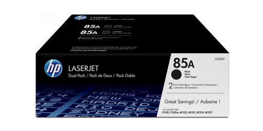 DUAL PACK DE TONER HP NEGRO 85A PARA LASERJET P1102P1102WM1132M1212 M1214 M1217- 2 X 1600 PAG