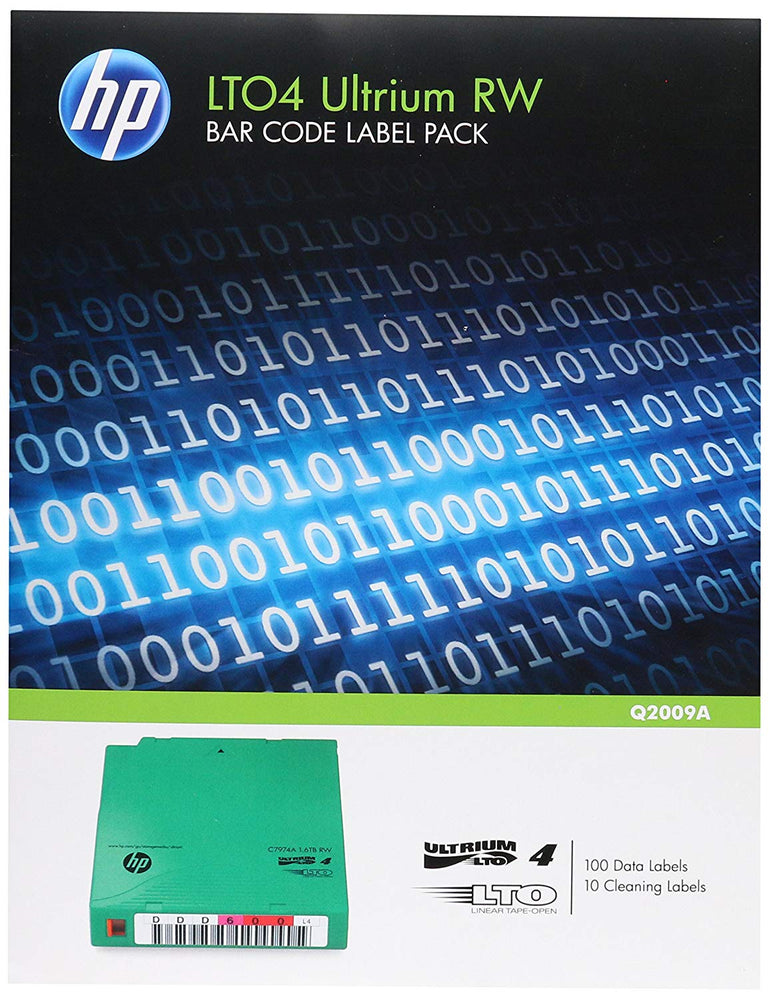 PAQUETE DE ETIQUETAS CON CODIGO DE BARRAS HP LTO-4 ULTRIUM RW - ABD Systems