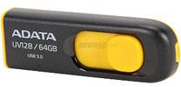 MEMORIA ADATA 64GB USB 3.0 UV128 RETRACTIL NEGRO-AMARILLO