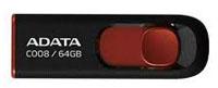 MEMORIA ADATA 64GB USB 2.0 C008 RETRACTIL NEGRO-ROJO