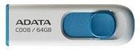 MEMORIA ADATA 64GB USB 2.0 C008 RETRACTIL BLANCO-AZUL