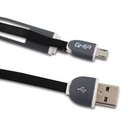 CABLE 2 EN 1 MICRO USB/LIGHTNING GHIA 1.0 MTS USB 2.1 CARGA Y TRANSFERENCIA DE DATOS CON PROTECTOR PARA ENTRADA Y SALIDA NEGRO/GRIS