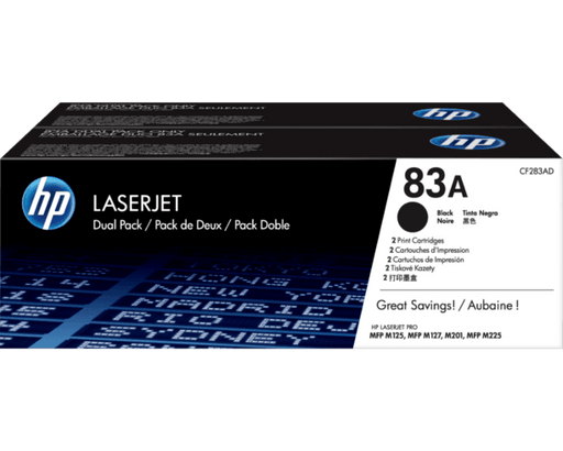 DUAL PACK TONER HP NEGRO 83A LASERJET M127FN MFP M127FW MFP-CF283AD RENDIMIENTO 1500 PAGINAS C/U