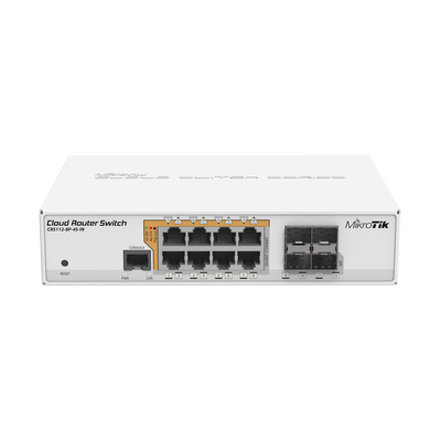 Cloud Router Switch Administrable L3, 8 puertos 10/100/1000 Mbps c/PoE Pasivo &oacute; 802.3af/at, 4 Puertos SFP