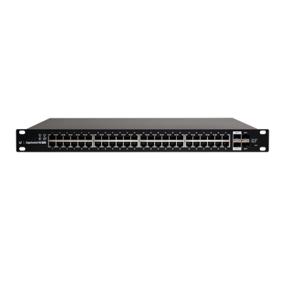 Switch EdgeMAX Administrable de 48 Puertos Gigabit con PoE+/PoE Pasivo 24V + 2 Puertos SFP + 2 Puertos SFP+, 750 W