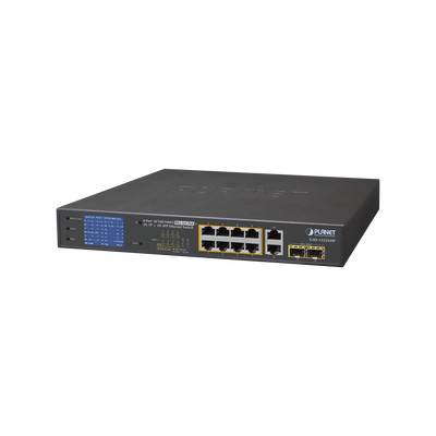 Switch No Administrable 8 Puertos Gigabit con Modo Extend PoE a 250 mts, 2 puertos Uplink 10/100/1000 Mbps, 2 Puertos SFP - ABD Systems