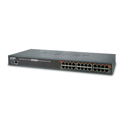 Inyector HUB high PoE 802.3at (Mid-span) administrable de 12 puertos 10/100/1000 Mbps - ABD Systems