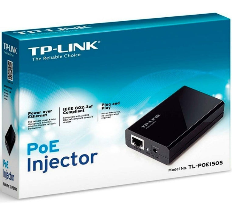 ADAPTADOR POE POWER OVER ETHERNET TP-LINK TL-POE150S INYECTOR HASTA 100 METROS IEEE 802.3AF MAX 15.4W - ABD Systems