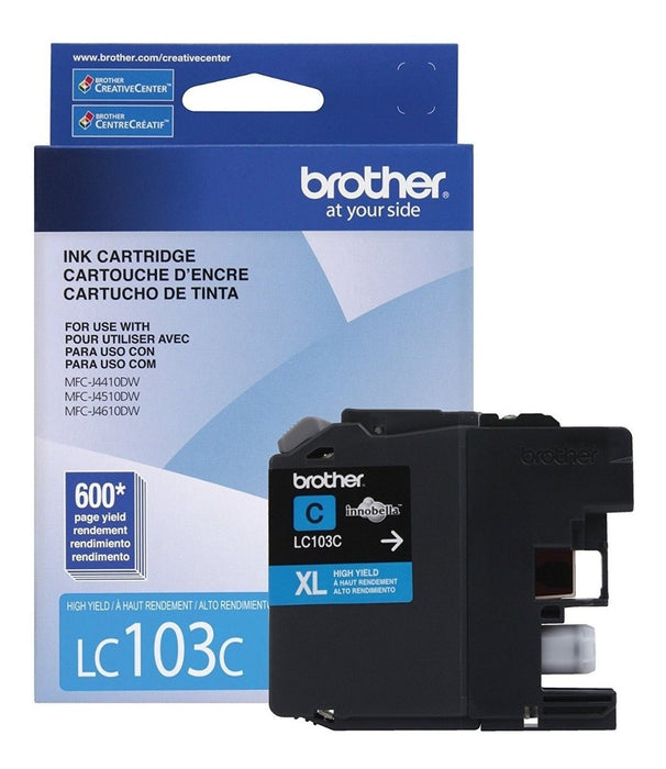 CARTUCHO BROTHER CYAN LC103C PARA RENDIMIENTO DE 600 IMPRESIONES