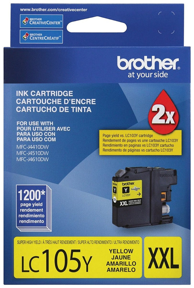 CARTUCHO BROTHER LC105Y AMARILLO PARA RENDIMIENTO DE 1200 IMPRESIONES