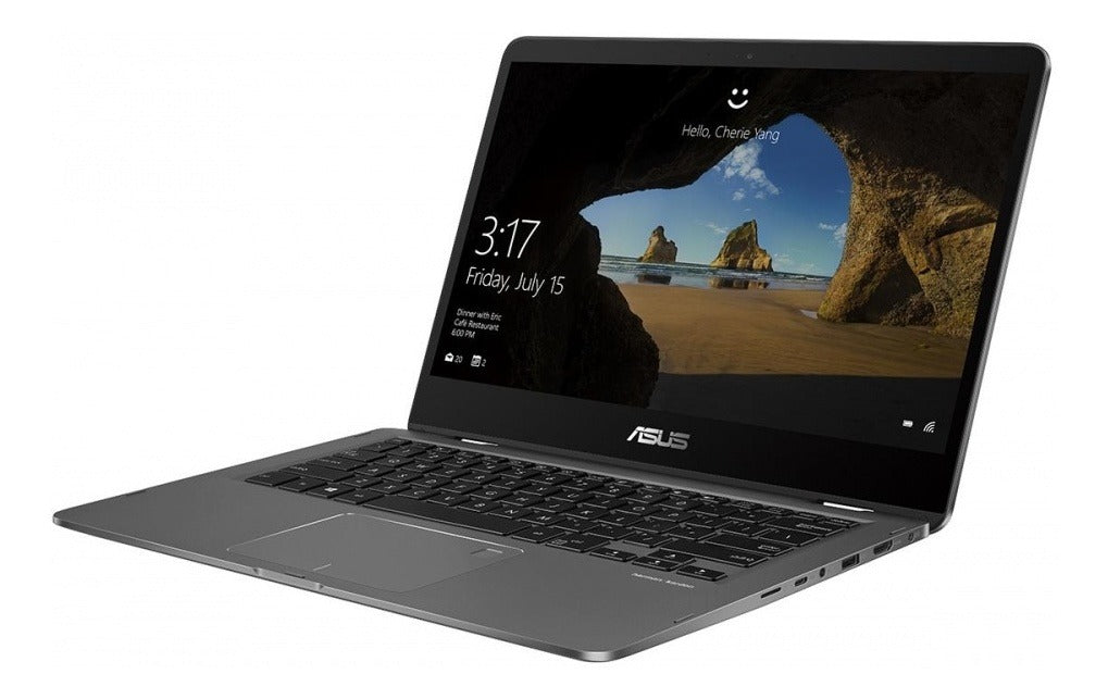 PORTATIL LAPTOP ASUS ZENBOOK FLIP 14 FHD/CORE I5 8250U/8GB/DD 256GB M.2 SSD/HDMI/USB 3.0/USB 3.1 TIPO C/BLUETOOTH 4.2/WEB CAM HD/TOUCH/WIN10 HOME/GRIS/FUNDA+LAPIZ STYLUS